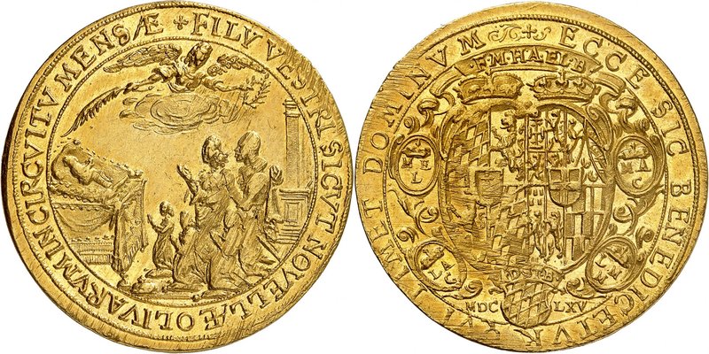 Bavière
Ferdinand-Marie, 1651-1679. 
4 Ducats 1665, Munich. Armoiries surmonté...