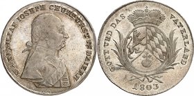 Bavière
Maximilien-Joseph, duc et électeur, 1799-1806. 
Taler 1803, Munich. Buste à droite / Armoiries ovales couronnées, entourées de deux palmes. ...