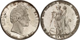 Bavière
Louis I, 1825-1848. 
Taler 1833, Munich. Tête nue à droite. Nom du graveur au-dessous / Personnage féminin debout à gauche, tenant un caducé...