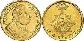 Prusse
Frédéric-Guillaume I, 1713-1740. 
Ducat 1737, Berlin. Buste cuirassé à droite / Médaillon sous une couronne. 3,48g. Fr. 2338; v. Schrötter 80...