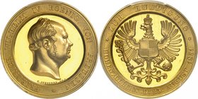 Prusse
Frédéric Guillaume IV, 1840-1861. 
Médaille en or au poids de 6 ducats frappée à l'occasion de l'hommage au château de Hohenzollern en 1851, ...