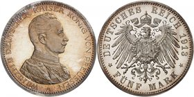 Prusse
Guillaume II, 1888-1918. 
5 Mark 1913 A, Berlin. FRAPPE sur FLAN BRUNI. Buste en uniforme à droite. Lettre d'atelier au-dessous / Aigle aux a...