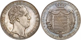 Saxe 
Frédéric Auguste II, 1836-1854. 
Double Taler 1839, Dresde. Tête nue à droite / Armoiries sur un manteau couronné. Date à l'exergue. 37,12g. D...