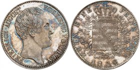 Saxe 
Frédéric Auguste II, 1836-1854. 
Taler 1836, Dresde. Tête nue à droite / Armoiries couronnées dans une couronne végétale. Date à l'exergue. 27...