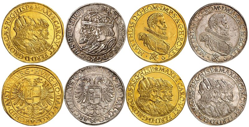 Rodolphe II, 1576-1612 & Matthias II, 1612-1619.
Un lot de 4 monnaies à portrai...