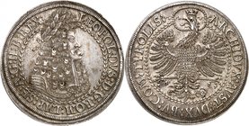 Léopold I, 1657-1705. 
Double Taler non daté (1686-1696), Hall. Buste lauré et cuirassé à droite / Aigle aux ailes éployées de face, la tête à gauche...