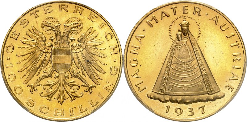 Première République, 1918-1938. 
100 Schilling 1937, Vienne. Ecu sur une aigle ...