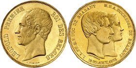 Royaume de Belgique
Léopold I, 1831-1865. 
100 francs 1853,Bruxelles. Buste nu à gauche / Bustes joints du duc et de la duchesse de Brabant. Date, 2...