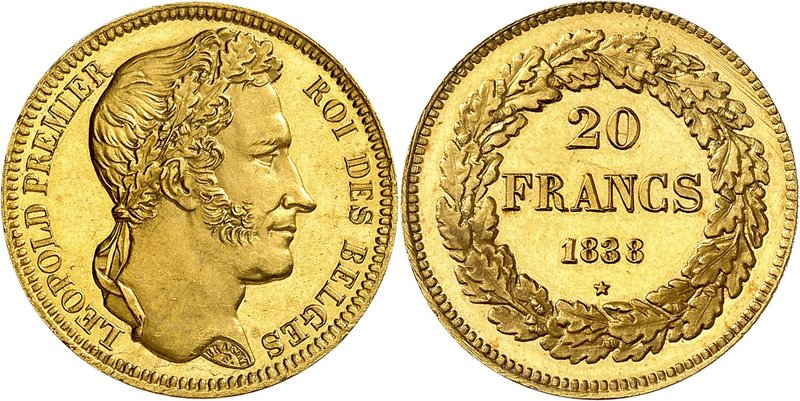 Royaume de Belgique
Léopold I, 1831-1865. 
20 Francs 1838, Bruxelles. EPREUVE ...
