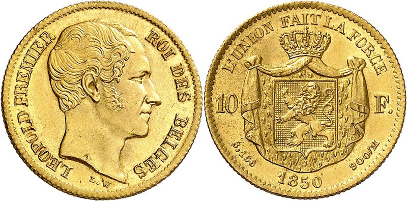 Royaume de Belgique
Léopold I, 1831-1865. 
10 Francs 1850, Bruxelles. Buste nu...