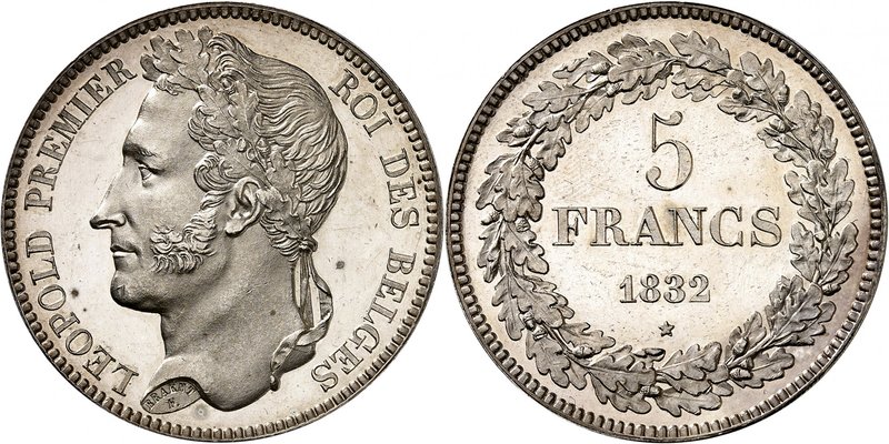 Royaume de Belgique
Léopold I, 1831-1865. 
5 Francs 1832, Bruxelles. ESSAI sur...