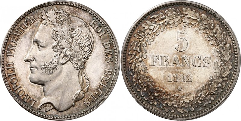 Royaume de Belgique
Léopold I, 1831-1865. 
5 Francs 1842, Bruxelles. ESSAI en ...