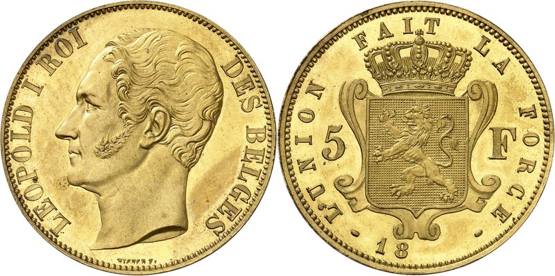 Royaume de Belgique
Léopold I, 1831-1865. 
5 Francs 18(47),Bruxelles. ESSAI en...