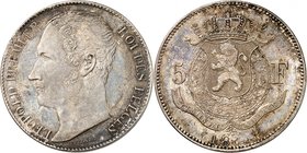Royaume de Belgique
Léopold I, 1831-1865. 
5 Francs 18(47),Bruxelles. ESSAI en ARGENT. Buste nu à gauche / Armoiries couronnées, valeur de part et d...