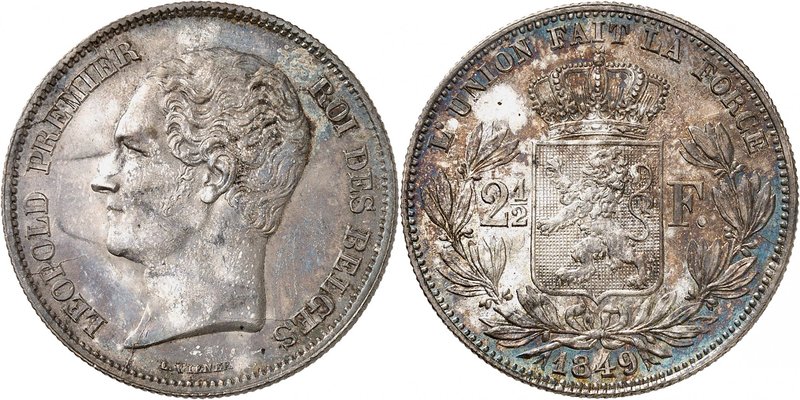 Royaume de Belgique
Léopold I, 1831-1865. 
2 1/2 Francs 1849,Bruxelles. Petite...
