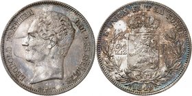Royaume de Belgique
Léopold I, 1831-1865. 
2 1/2 Francs 1849,Bruxelles. Petite tête. Buste nu à gauche / Armoiries couronnées, valeur de part et d'a...