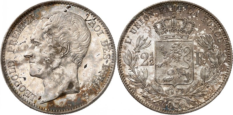 Royaume de Belgique
Léopold I, 1831-1865. 
2 1/2 Francs 1850,Bruxelles. Grande...