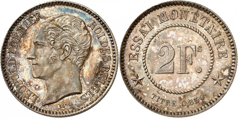 Royaume de Belgique
Léopold I, 1831-1865. 
2 Francs 1859, Bruxelles. ESSAI en ...