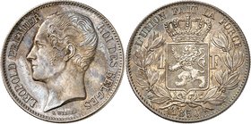 Royaume de Belgique
Léopold I, 1831-1865. 
1 Franc 1850, Bruxelles. Buste nu à gauche / Armoiries couronnées, valeur de part et d'autre, dans une co...