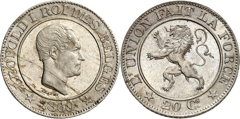 Royaume de Belgique
Léopold I, 1831-1865. 
20 Centimes 1860, Bruxelles. Sans p...