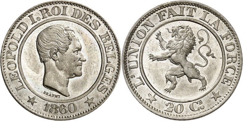 Royaume de Belgique
Léopold I, 1831-1865. 
20 Centimes 1860, Bruxelles. Point ...
