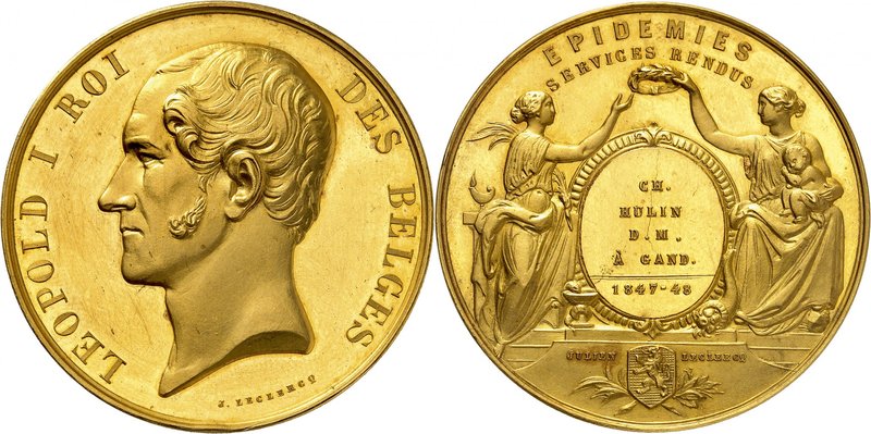 Royaume de Belgique
Léopold I, 1831-1865. 
Médaille de récompense en or par J....