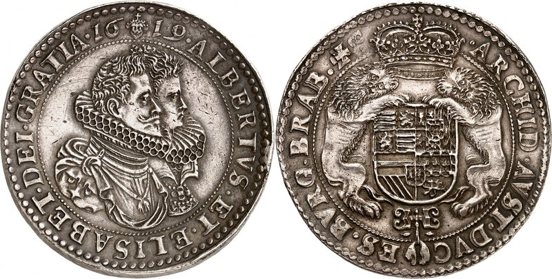Brabant
Albert et Isabelle, 1598-1621. 
Double Ducaton 1619, Bruxelles. Bustes...