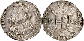 Brabant
Albert et Isabelle, 1598-1621. 
Triple real 1608, Anvers. Bustes accolés d'Albert et d'Isabelle à gauche / Ecu couronné disposé sur deux bât...