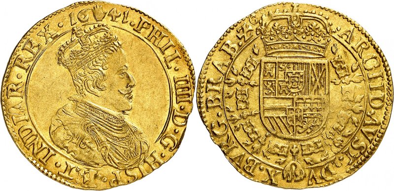 Brabant
Philippe IV d'Espagne, 1621-1665. 
Double souverain 1641, Anvers. Bust...