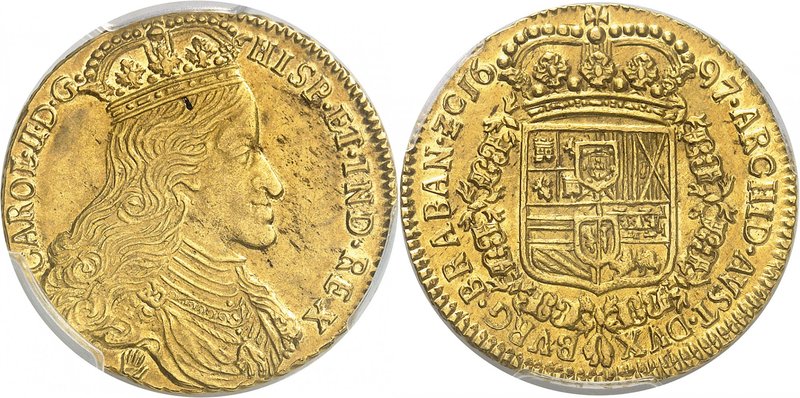 Brabant
Charles II d'Espagne, 1665-1700. 
Double Souverain d'or 1697, Anvers. ...