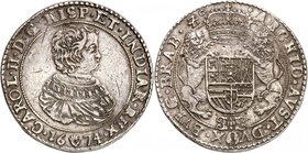 Brabant
Charles II d'Espagne, 1665-1700. 
Double Ducaton 1674, Anvers. Buste drapé à droite / Armoiries couronnées soutenues par deux lions. 65,14g....