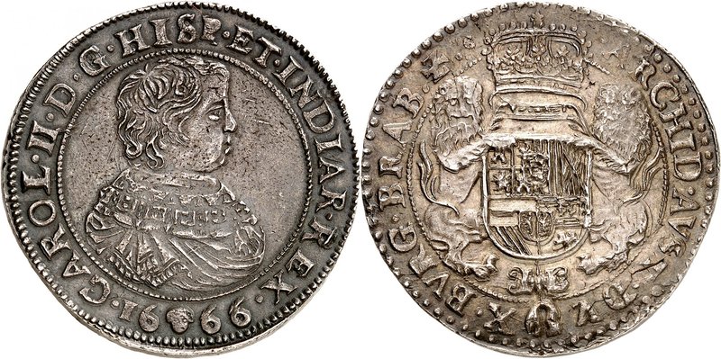 Brabant
Charles II d'Espagne, 1665-1700. 
Demi ducaton DE POIDS DOUBLE 1666, B...