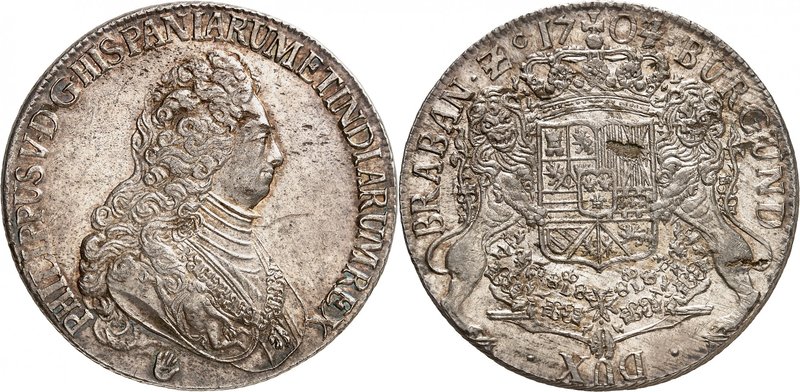 Brabant
Philippe V d'Espagne, 1700-1712. 
Ducaton 1704/3, Anvers. Buste cuiras...