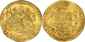 Tournai
Albert et Isabelle, 1598-1621. 
Double souverain 1617, Tournai. Albert et Isabelle trônant de face. Date à l'exergue / Armoiries couronnées,...