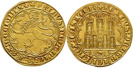 Royaume de Castille et León
Pierre I, 1350-1369. 
Double de 35 maravédis non daté, Séville. Château présentant trois grandes tours et quatre plus pe...