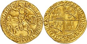 Royaume de Castille et León
Alphonse d'Avila, prétendant, 1465-1468. 
Dobla non datée, Tolède. Cavalier en armure chevauchant à droite et brandissan...