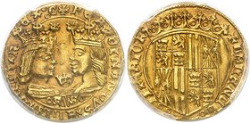 Royaume d'Espagne
Ferdinand V et Isabelle, dits les Rois Catholiques, 1469-1504. 
Ducat non daté, Valence. Bustes affrontés de Ferdinand et d'Isabel...