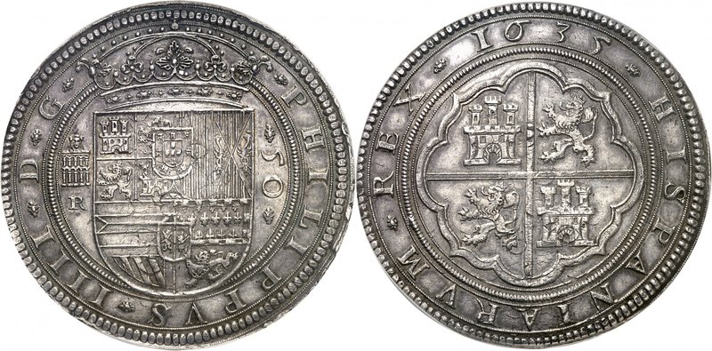 Royaume d'Espagne
Philippe IV, 1621-1665. 
50 Reales ou Cincuentin 1635 R,Ségo...