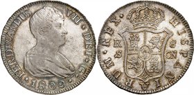 Royaume d'Espagne
Ferdinand VII, 1808-1833. 
8 Reales 1809 S-CN, Séville. Buste drapé à droite. Date à l'exergue / Ecu couronné. Valeur de part et d...