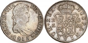 Royaume d'Espagne
Ferdinand VII, 1808-1833. 
8 Reales 1815 M-GJ, Madrid. Buste lauré et drapé à droite. Date à l'exergue / Ecu couronné. Valeur de p...