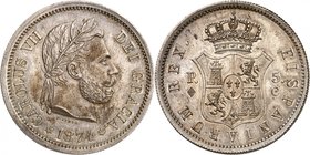 Royaume d'Espagne
Charles VII, prétendant, 1872-1876. 
5 Pesetas 1874, Bruxelles. Tête laurée à droite. Date à l'exergue / Ecu couronné. Valeur de p...
