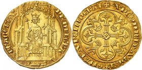 Royaume de France
Philippe VI de Valois, 1328-1350. 
Double d'or non daté, première émission (6 avril 1340). Le roi assis de face dans une stalle go...