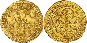 Royaume de France
Philippe VI de Valois, 1328-1350. 
Ange d'or non daté, deuxième émission (8 août 1341). L'archange saint Michel debout sous un bal...