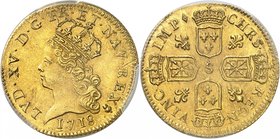 Royaume de France
Louis XV, 1715-1774. 
Louis d'or dit "de Noailles" 1718 S, Reims. Tête couronnée à gauche. Date à l'exergue / Croix formée de quat...