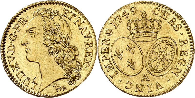 Royaume de France
Louis XV, 1715-1774. 
Louis d'or au bandeau 1749 A,Paris. Bu...
