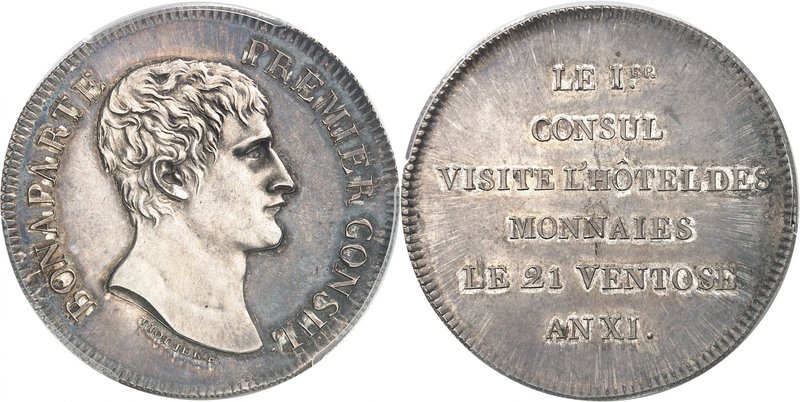 Epoque contemporaine
Le Consulat, 1799-1804. 
Module de 5 Francs commémorant l...