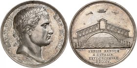 Epoque contemporaine
Premier Empire, 1804-1814. 
Médaille en argent commémorant la réunification de Venise à l'Italie en 1805, par Droz et Brenet. T...