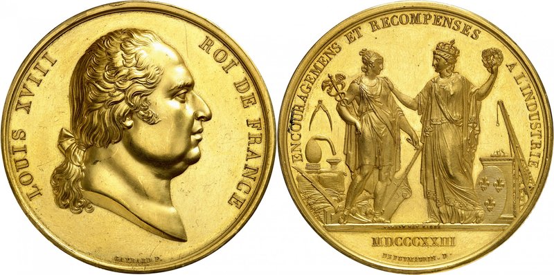 Epoque contemporaine
Louis XVIII, 1814-1815 et 1815-1824. 
Médaille de récompe...