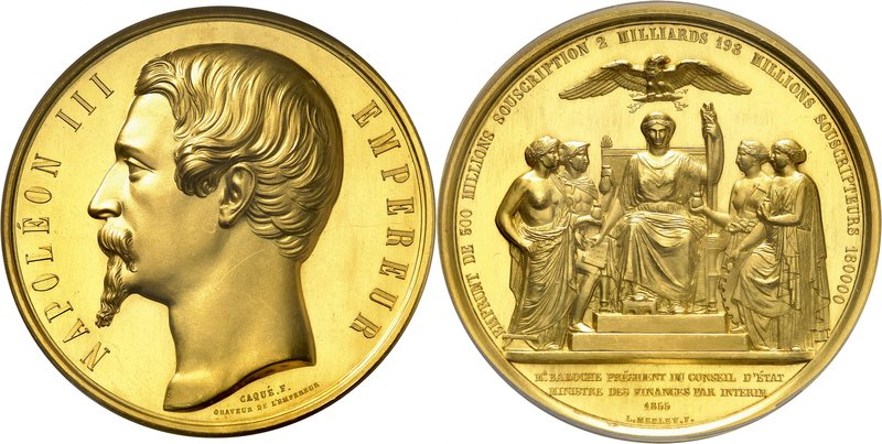 Epoque contemporaine
Second Empire, 1852-1870. 
Médaille en or commémorant le ...