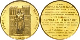 Epoque contemporaine
Second Empire, 1852-1870. 
Médaille en or commémorant la fin de la restauration de la cathédrale Notre-Dame de Paris en 1864, p...